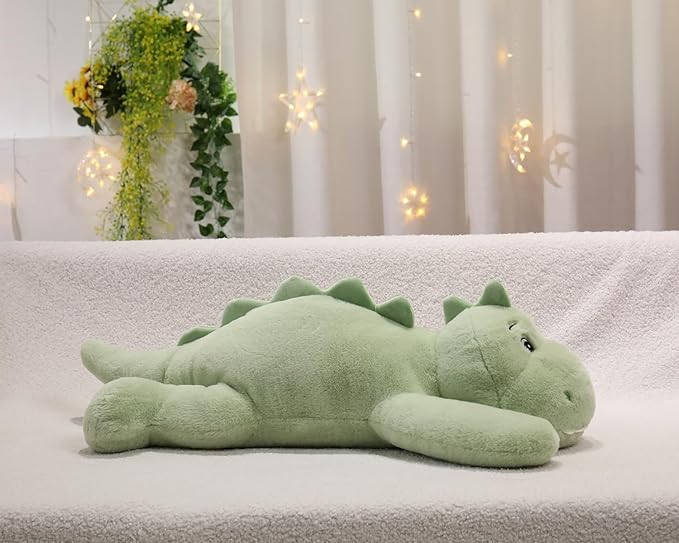 XMV 31 inch 5 lbs Dinosaur Weighted Stuffed Animals, Large Weighted Plush Animal, Cute Plush Toy Pillow, Soft Dino Plushie Gifts for Adults, Kids, Boys and Girls (Green)