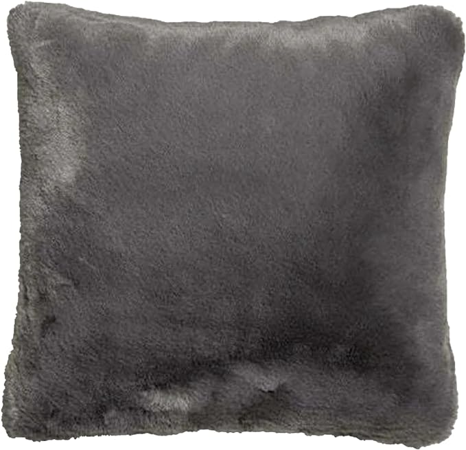UnHide Squish - Faux Fur Pillow - Extra Soft Throw Pillow - Square Shaped Pillow, Polyester Fill - Machine Washable - Perfect for Living Room, Bedroom, or Guest Room - 20” x 20” - Charcoal Charlie
