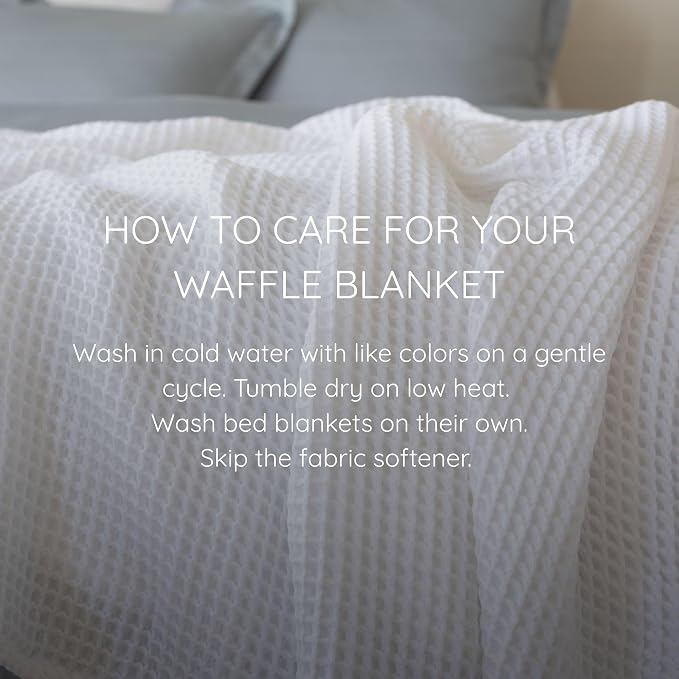 Premium Waffle Throw Blanket California King Size White - 100% Turkish Cotton, Light and Airy Waffle Weave All-Season Quilt - Luxury Decorative Bedspread (White, 95" x 126" Inch)