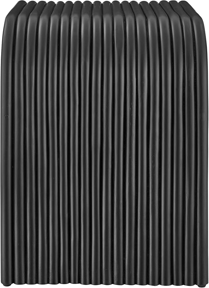 Modway Eve Curved Natural Rattan Side Table in Black – Round Accent End Table for Living Rooms, Bedrooms, or Covered Patios