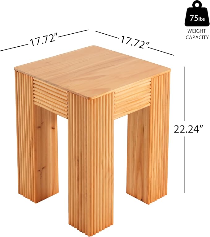 Christopher Knight Home Sadis Modern Square Side Table, Living Room Sofa End Table, Small Coffee Table with Vertical Fluted Leg, Natural