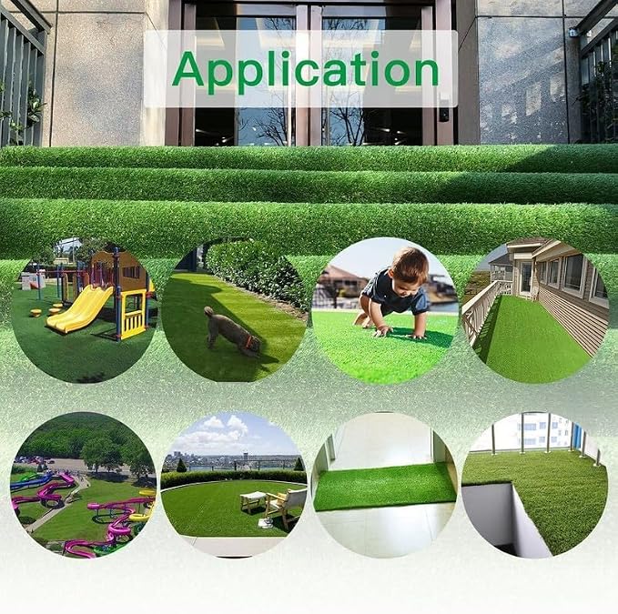 Petgrow Artificial Grass Turf 15FTX30FT- Realistic & Thick Synthetic Fake Grass Mat for Outdoor Garden Landscape Pet Dog Grass Rug Faux Turf