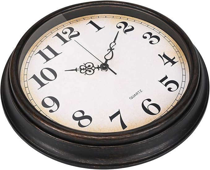 Yoiolclc Large Wall Clock 16 Inch Silent Non-Ticking Vintage Wall Clocks Battery Operated for Living Room Office School (Bronze)