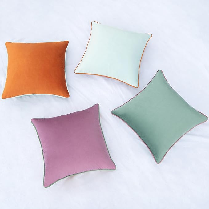 MONDAY MOOSE Decorative Throw Pillow Covers Cushion Cases, Set of 4 Soft Velvet Modern Double-Sided Designs, Mix and Match for Home Decor, Pillow Inserts Not Included (22x22 inch, Purple/Teal)