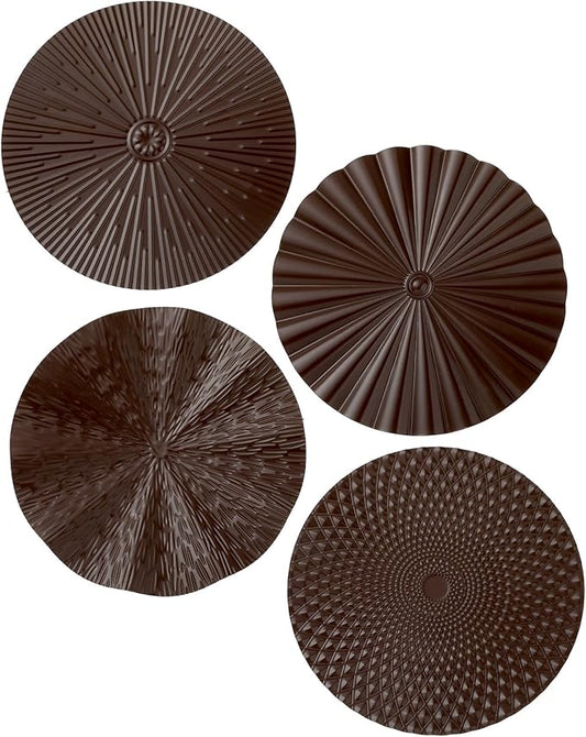 Hicarer 4 Pcs 12 Inch Metal Wall Art Decor Sunburst Hanging Metal Artwork Decor Wall Art Decorations for Home Living Room Office Gift for Christmas(Brown)