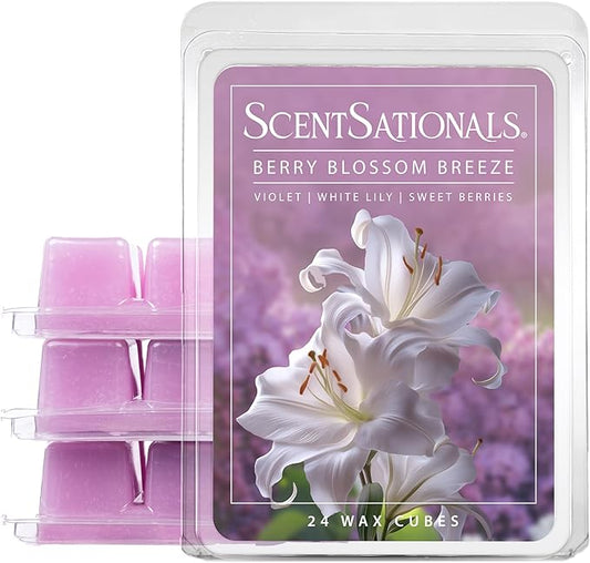 Scentsationals Berry Blossom Breeze Scented Wax Melts - Violet, White Lily, & Sweet Berries, 10oz (24 Cubes)