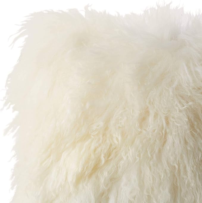 SARO LIFESTYLE Mongolian Lamb Fur Poly Filled Throw Pillow