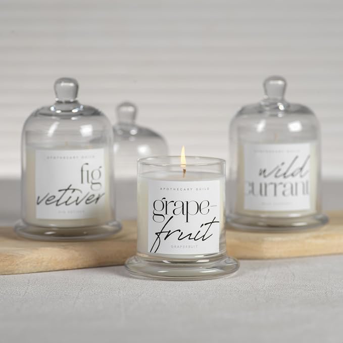 Zodax Apothecary Guild Scented Jar Candle with Glass Cloche, 10.19 oz - Black Fig Vetiver