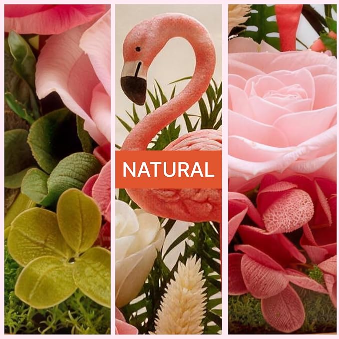 Eternal Flowers with Flamingo-Big Flower Big Love-Valentines Day Gifts for Her Mom Wife - Forever Flower in Glass Dome-Flowers for Delivery Prime | for Anniversary Birthday Mothers Day (Pink)