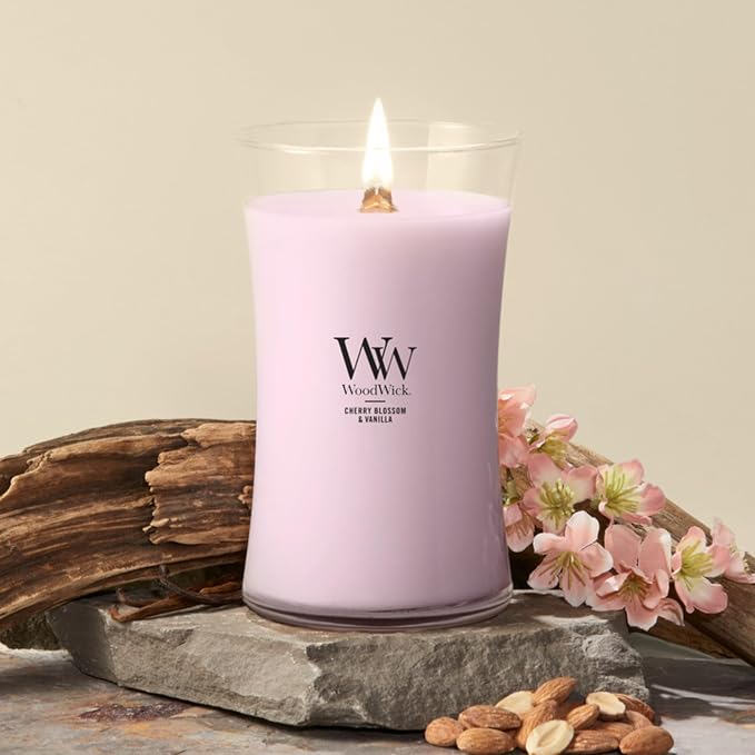 WoodWick Cherry Blossom & Vanilla Large Hourglass Scented Candle