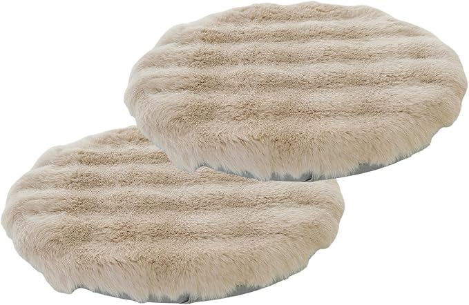 Lifup 2 Pack Round Chair Pads Memory Foam Seat Cushion Soft Cozy Plush Non Slip Thick Pad with Ties and Removable Cover for Dining Room, Office Khaki 16 x 16 Inch