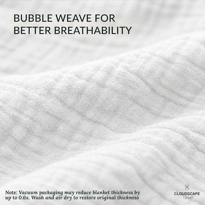 CLOUDSCAPE 4 Layer Muslin Blanket for Adults, 100% Cotton Blanket King Size, 92" x 108'' Fits Upto Cal King Bedding, All-Season, Soft Lightweight, Breathable Layering Cotton Summer Blankets - White