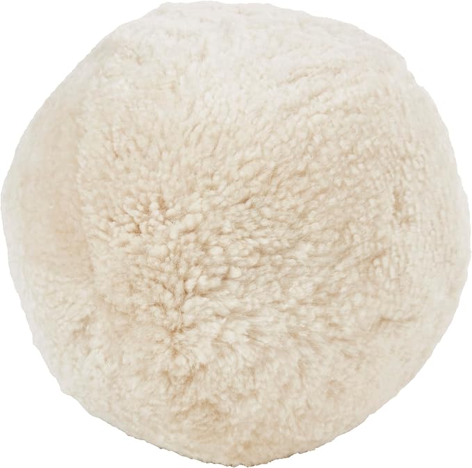 SARO LIFESTYLE Fleece Fantasy Sheepskin Ball Poly Filled Throw Pillow, 12"x12", Ivory