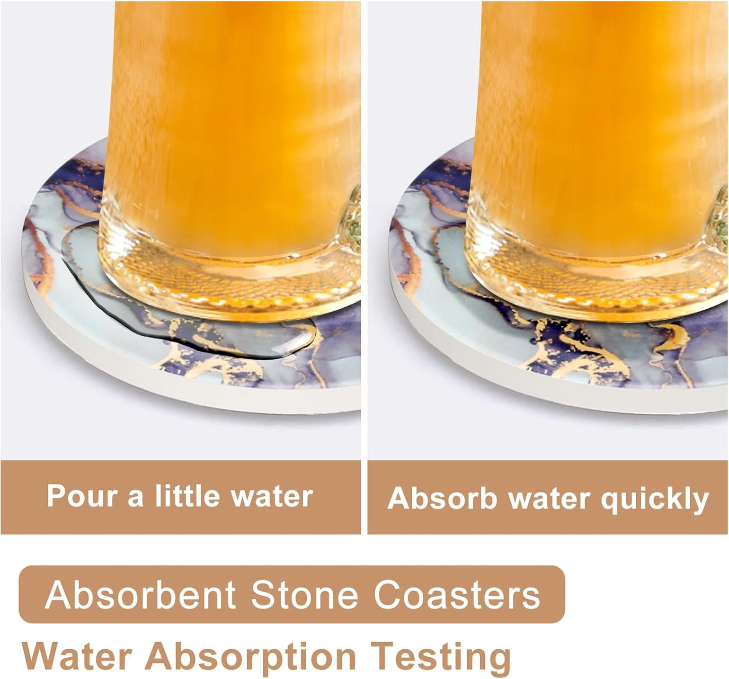 Purple Agate Coasters with Holder Drink Coaster Set of 6 Modern Marble Coasters Unique Coaster for Coffee Table Decor Gift Women Kitchen Accessories Bar Coster Cup Cool Cute Ceramic Coasters