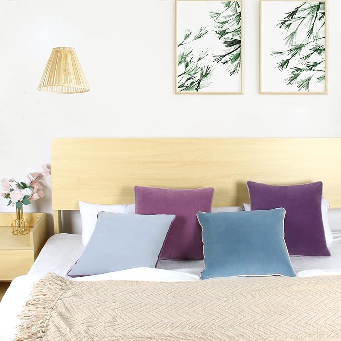 Btyrle 8-Colors Velvet Throw Pillow Covers 20x20 Inch Set of 4 Decorative Blue Purple Pillowcases Modern Double-Colored Cushion Covers for Sofa Couch