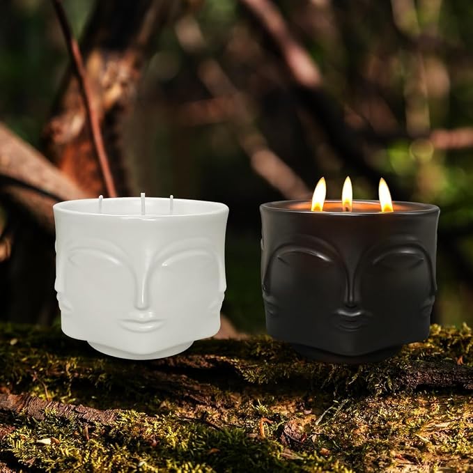 Strong Lavender 3 Wick Black Large Candle, 20oz, Ceramic, Outdoor Scented Candles, 100% Soy, for Home Scented, Yoga, Meditation, Patio, Table Decor, Beautiful Candle Jars