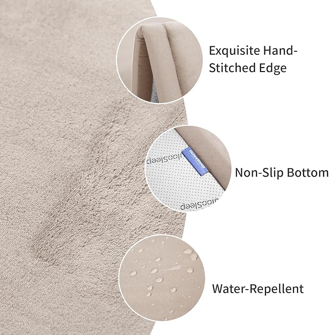 Huloo Sleep Ultra Soft Baby Play Mat for Floor,1.3" Thick Elasti-Foam 47x47 Play Mat for Playpen,Water-Repellent Coral Velvet for Tummy Time, Non-Slip Backing Safe for Toddlers & Infants（Beige）