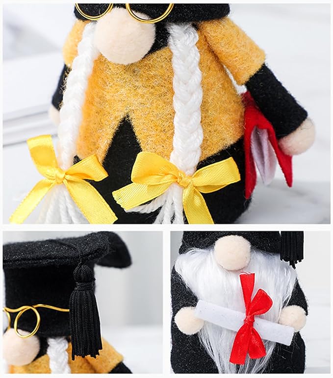 Eimilaly Happy Graduation Gnome Plush Decorations for Students, Tomte Gnomes Decor Set for Graduation Theme Party Gnome Decor - 2PCS