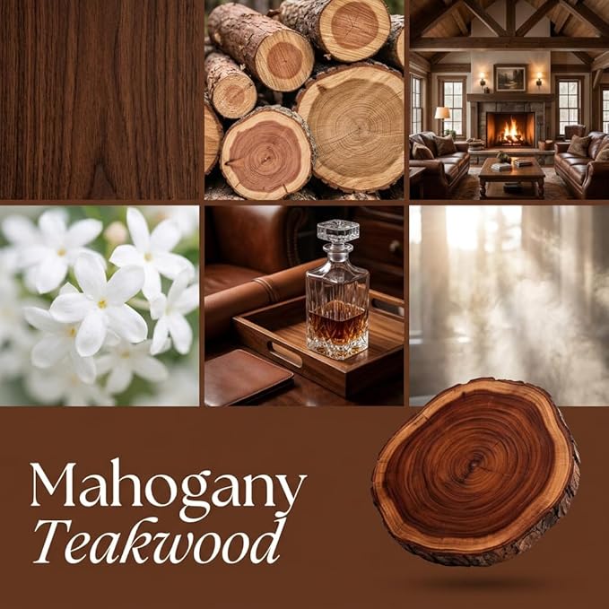 Mahogany Teakwood Strongly Scented Hand Poured Vegan Wax Melts, 12 Scented Wax Cubes, 6.4 Ounces in 2 x 6-Packs