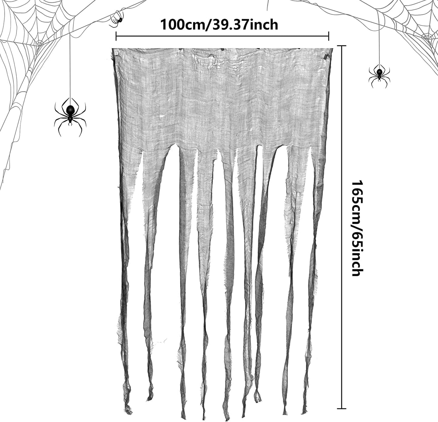 Sfcddtlg 4 Pcs Halloween Black Doorway Curtain- 65 x 39 Inch Creepy Door Curtain Decorations- Scary Spooky Cloth for Halloween Party Haunted House Decoration