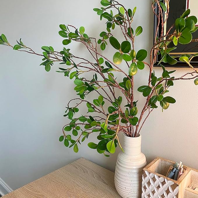 6pcs Faux Stems Artificial Branches for Vase Artificial Stems Artificial Greenery Stems Faux Green Stems Artificial Eucalytus Branches Fake Stems(42"/Each Branch) (6, Green)