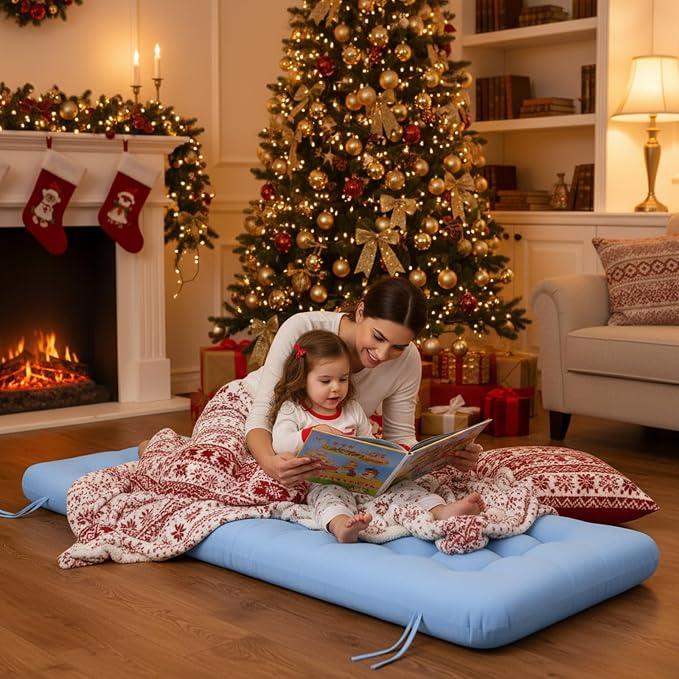 Vercraft Long Floor Cushion Large Floor Cushion with Brushed Cotton 74.8 x 27.5 x 3.15 in Jumbo Lounger Pillow for Outdoor Indoor Bay Window Meditation Yoga Reading Sleeping(1 Pc,Light Blue)