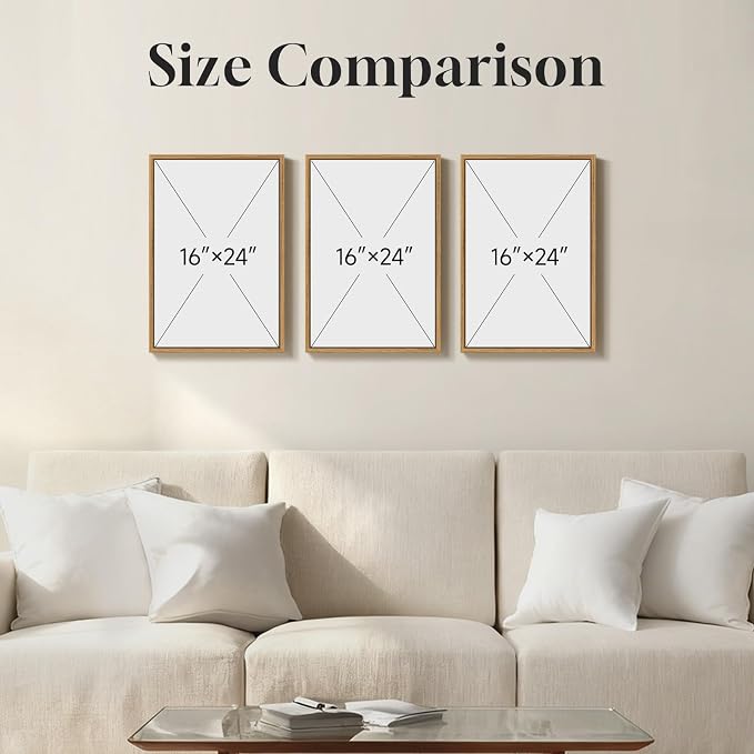 3 Piece Framed Monet Landscape Wall Art for Living Room, Vintage Impressionist Nature Canvas Prints Painting, Classic Tree Picture Artwork Decor for Bedroom Hallway 16x24 Inch