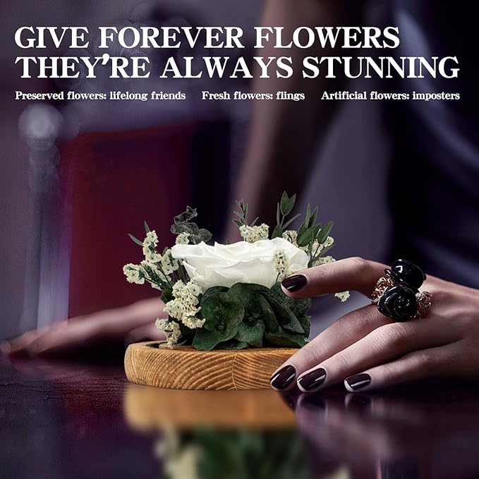 Preserved Roses & Preserved Flowers Gift for Women, Roses that Last Forever, Flowers for Delivery Prime, White Roses – Birthday, Mother’s Day &Valentine