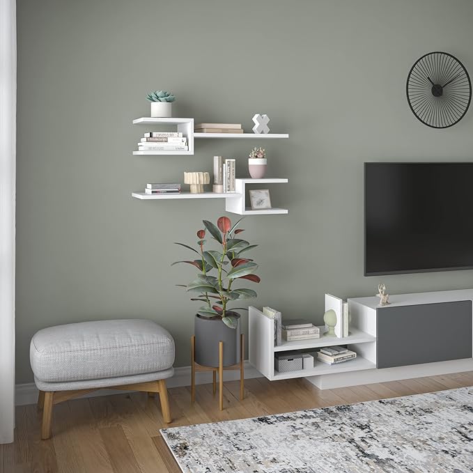 Ada Home Decor Webbs Modern White Wall Shelf 6.69'' H x 29.53'' W x 7.87'' D/Wall Storage/Shelving Unit
