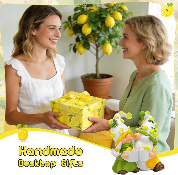 Lemon Gnome Decor Lemon Themed Gifts for Women Summer Gnomes Lemon Decorations for Home Kitchen Tiered Tray Table Ornaments Indoor
