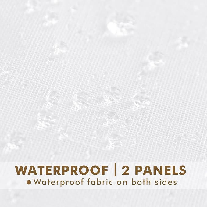 HolidayIdeas 2 Panels White Outdoor Sheer Curtains for Patio Waterproof 110x95 Inch-Extra Wide Voile Outside Curtains Light Filtering Grommet Drapes for Gazebo, Front Porch, Exterior Patio, Pool