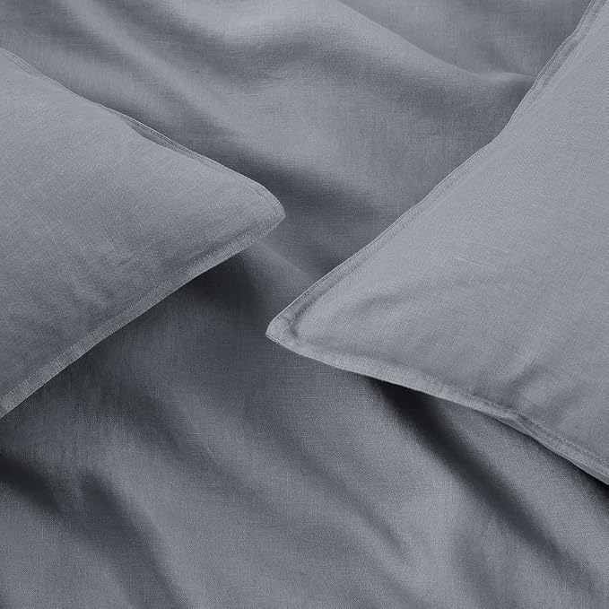 DAPU 100% Linen Pillowcases 20x30 Inches Pillow Cases (Pack of 2) with Envelope Closure, Stone Washed Breathable and Cooling (Earl Gray, Queen)