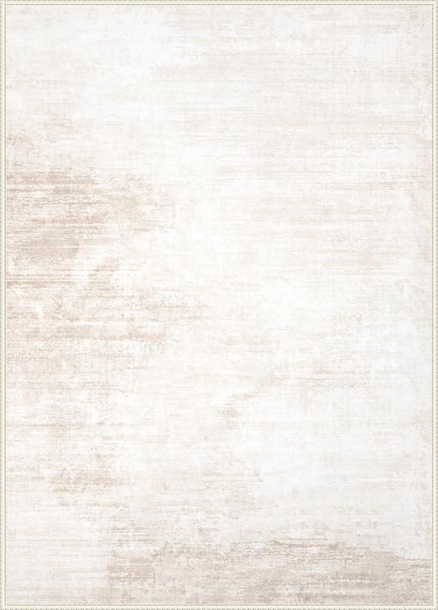Area Rugs 5x7 Living Room: Washable Rug Modern Abstract Large Rug Soft Non Slip Neutral Rugs Stain Resistant Indoor Carpet for Bedroom Kitchen Dining Room Table Nursery Home Office Rugs(Beige,5'x7')