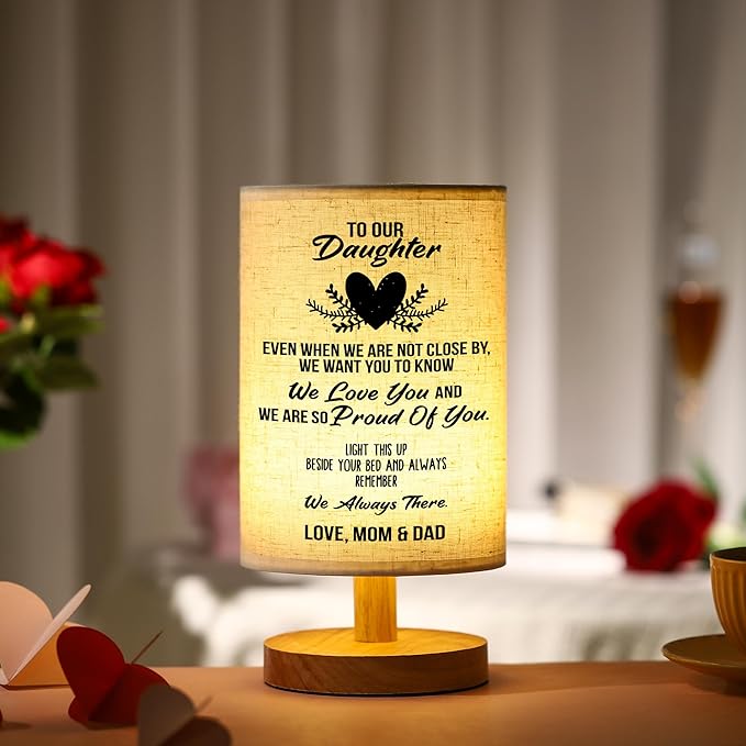 WSYEAR Gifts for Daughter from Mom Dad Table Lamp, Daughter Birthday Gifts from Mother, Night Light Gifts to Daughter from Father for Christmas Graduation Wedding Gifts