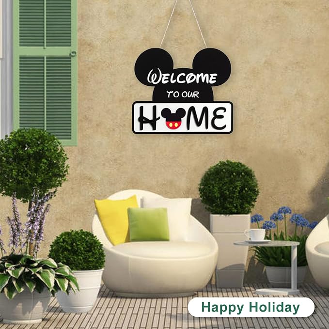 Cute Mouse Interchangeable Seasonal Welcome Door Sign for Front Door Decor, Interchangeable Welcome to Our Home Sign for Farmhouse Wall Porch Decor, Housewarming Gift