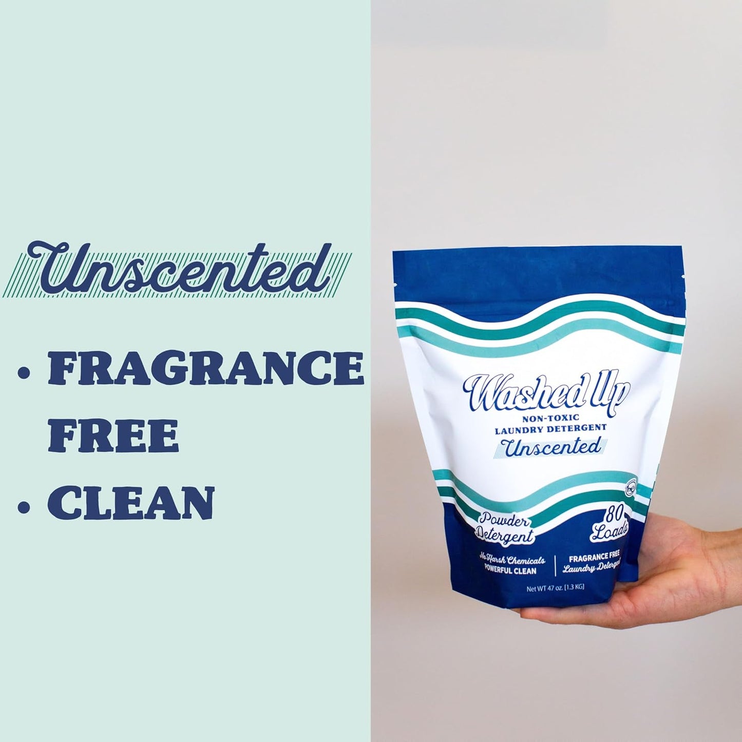 Unscented Laundry Detergent Powder | Fragrance-Free | Safe for Sensitive Groups | Powerful Clean | Plant & Mineral-Based | Made in USA