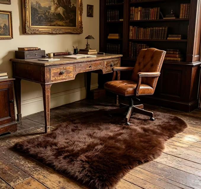 Faux Fur Rug 2 x 3 ft Sheepskin Shaggy Fuzzy Coffee Area Rug Super Soft Fluffy Plush Carpet for Bedroom Living Room Sofa Floor Kids Room Bedside