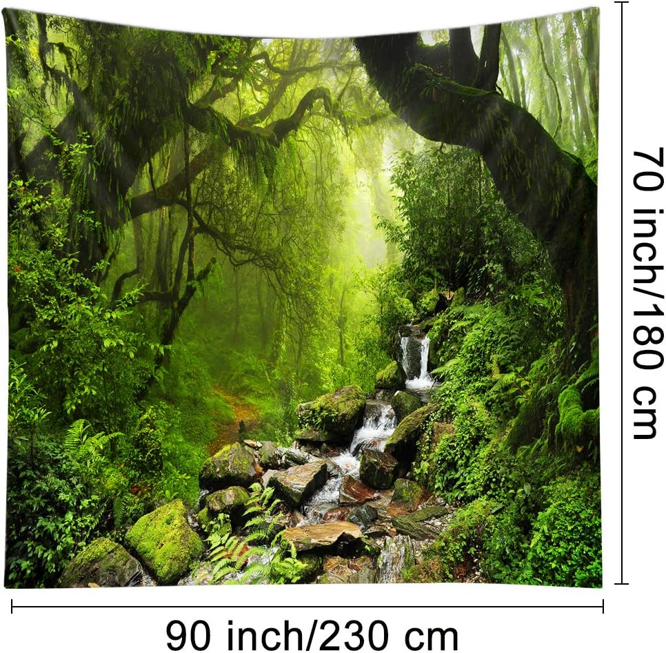 Llamazing Forest Landscape Tapestry - Home Decor for Living Room and Bedroom - Magic Curtain (Green Creek, 90.5''L70.8''W) XGXL