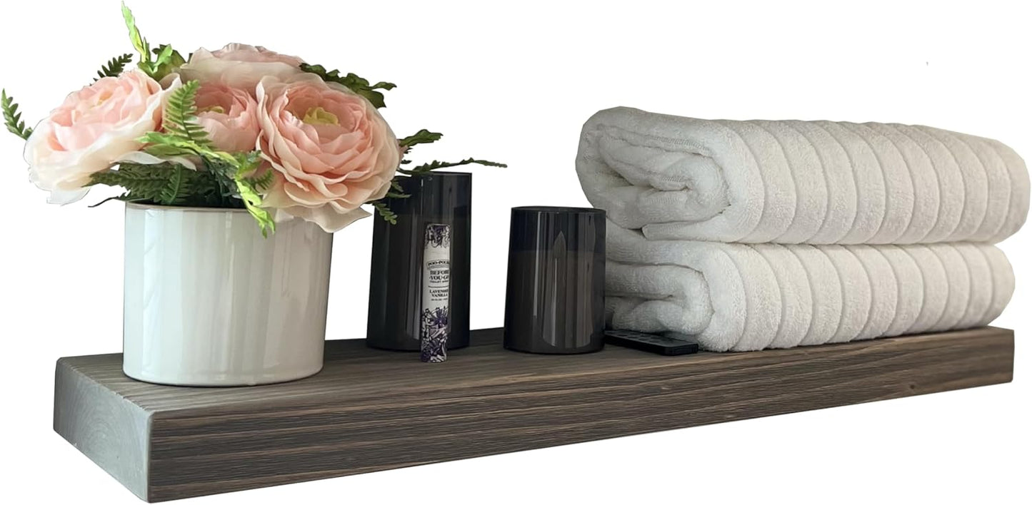 Joel's Antiques 36 Inch Wooden Floating Shelves for Wall - 36x8x2 in - Made of Natural Wood - Heavy Duty Rustic Wall Shelves for Bedroom - Perfect for Living Room, Kitchen - Grey
