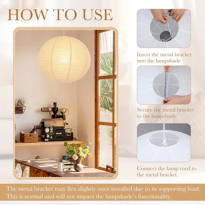 Nuanchu 2 Pack 30" Large Hanging Paper Lampshade Set Round and Oval White Lanterns Pendant Ceiling Light Shade with 20ft Cord and Hooks Chinese Foldable Light Covers for Dining Room Home Decor