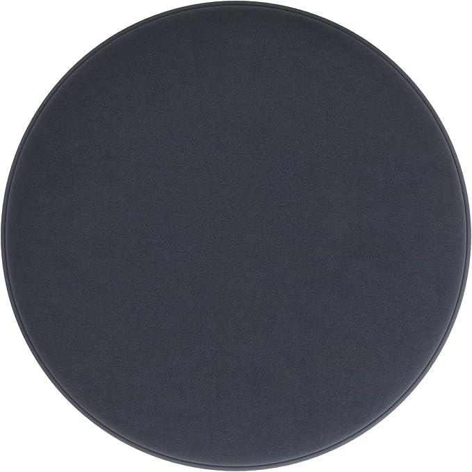HomePop Upholstered Round Ottoman (No Lid, Seat Only) | HomePop Home Décor | Round Pouf Foot Rest – Steel Blue Velvet
