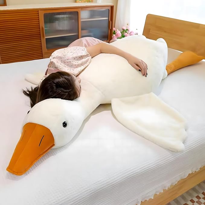 Ryttir Giant Goose Plush - 63" Extra Soft Goose Stuffed Animal Hugging Pillow with Rotund Belly,Safety Nursery Decor & Sensory Comfort Toy,Cuddle Companion for Kids(Birthday Gender Neutral Gift)