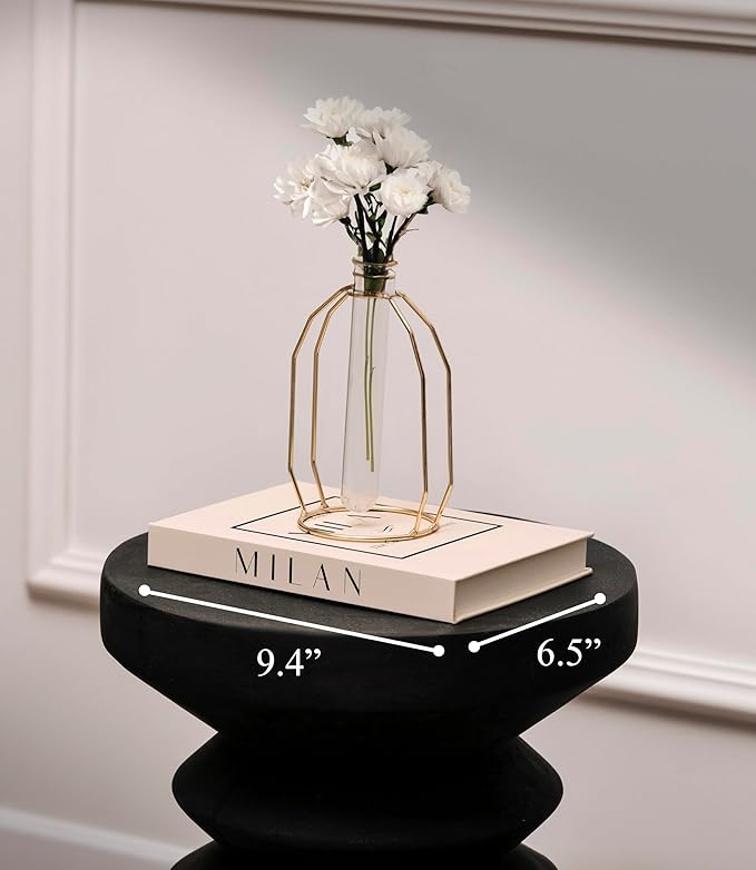 Decorative Books for Home Decor, Small Fake Books for Decoration with Blank Pages – Fashion Designer Coffee Table Book Decor Set of 3, Modern Book Stack Shelf Decor – Hardcover, Black/Cream