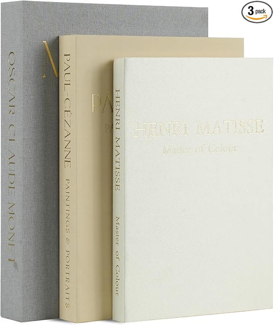 Set of 3 Decorative Books for Home Decor - Vintage Fake Books for Decoration, Mini Aesthetic Book Set for Coffee Table, Shelf & Decorative Boxes(grey)