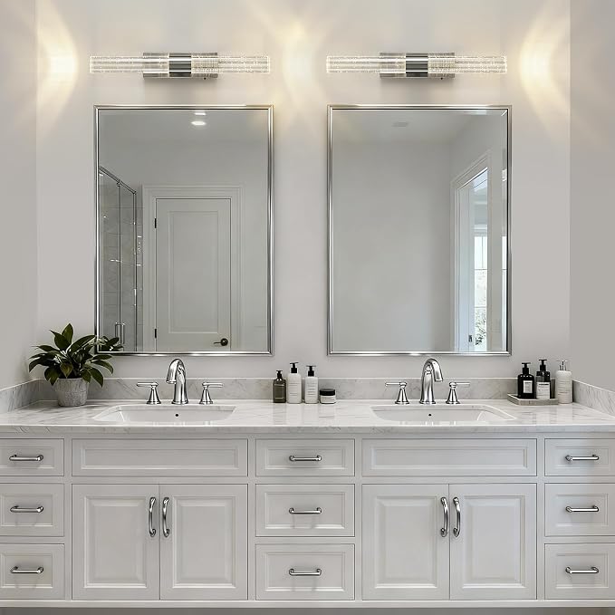 Battery Operated Wall Sconces Set of Two - Rechargeable Wireless Nickel Sconces with 12000mAh Remote Control Modern Crystal Wall Lights Cordless Wall Lamps for Bedroom Living Room Bathroom