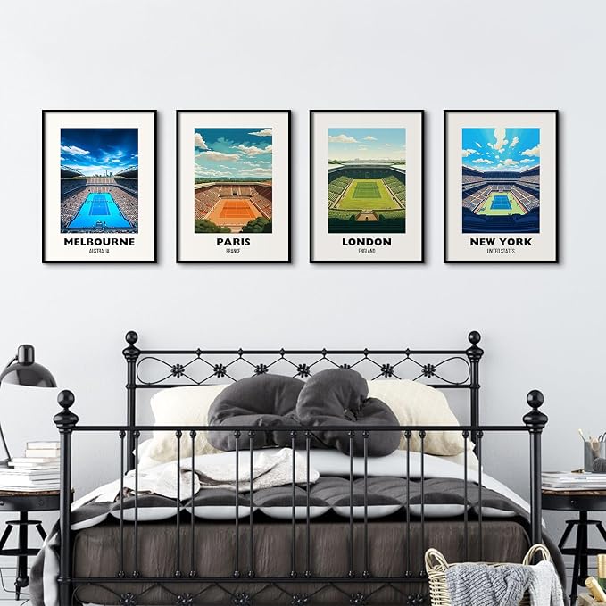 Lwoztra Grand Slam Wall Art Tennis Canvas Poster Sports Wall Decor Tennis Gym Prints Athlete Pictures Fashion Poster Grand Slam Club Artwork Center Painting for Living Room Bedroom 8x10 Inch Unframed