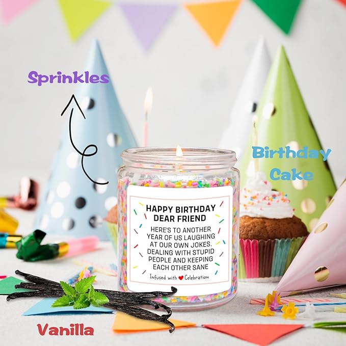Homsolver Birthday Gifts for Women Men, Friendship Gift for Friends, Unique Christmas Female Coworker, Bestie, Happy Birthday Vanilla Cream Candles