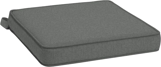 Arden 19 x 19 Luxury Foam Outdoor Double Welted Dining Seat Cushion, Made with PROFOAM, Performance Fabric, Rain-Proof, Fade Resistant, Heathered Charcoal Woven Solid