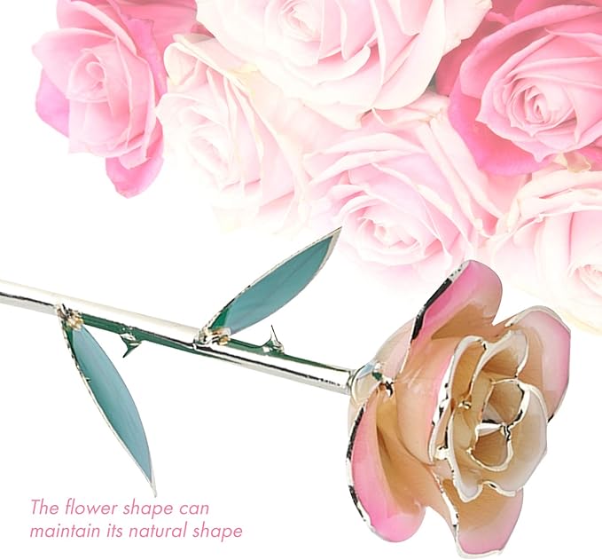 Ejoyous Mothers Day Rose Gift for Mom, 24K Gold Dipped White Rose Forever Preserved Rose Flower with Crystal Stand for Valentine's Day, Christmas, Birthday, Anniversary