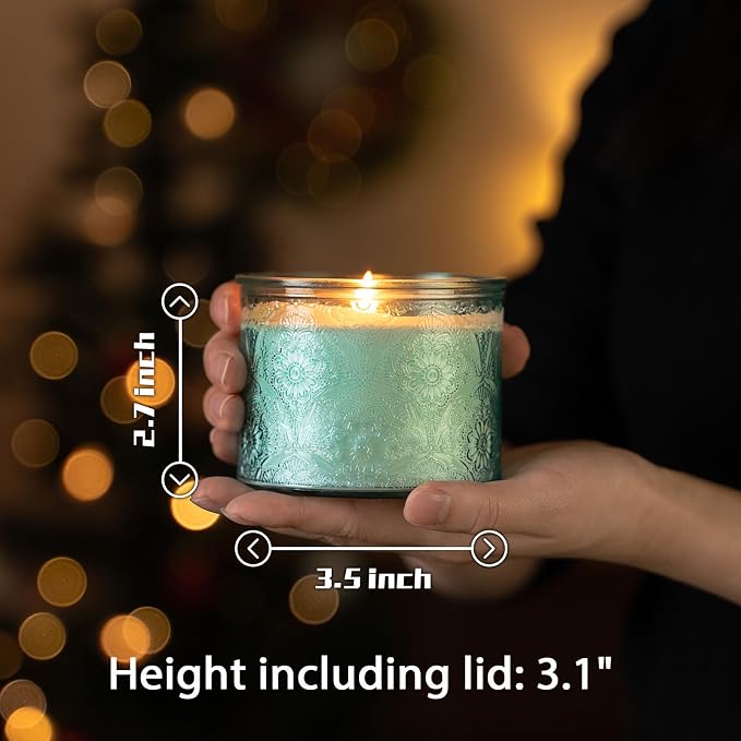 10 oz Multi-color Mandala Glass Candle Jars with Bamboo Lids, 9 Pack | Patented Embossed Design, Includes Wick Centering Devices & Warning Labels, Multiple Color Options